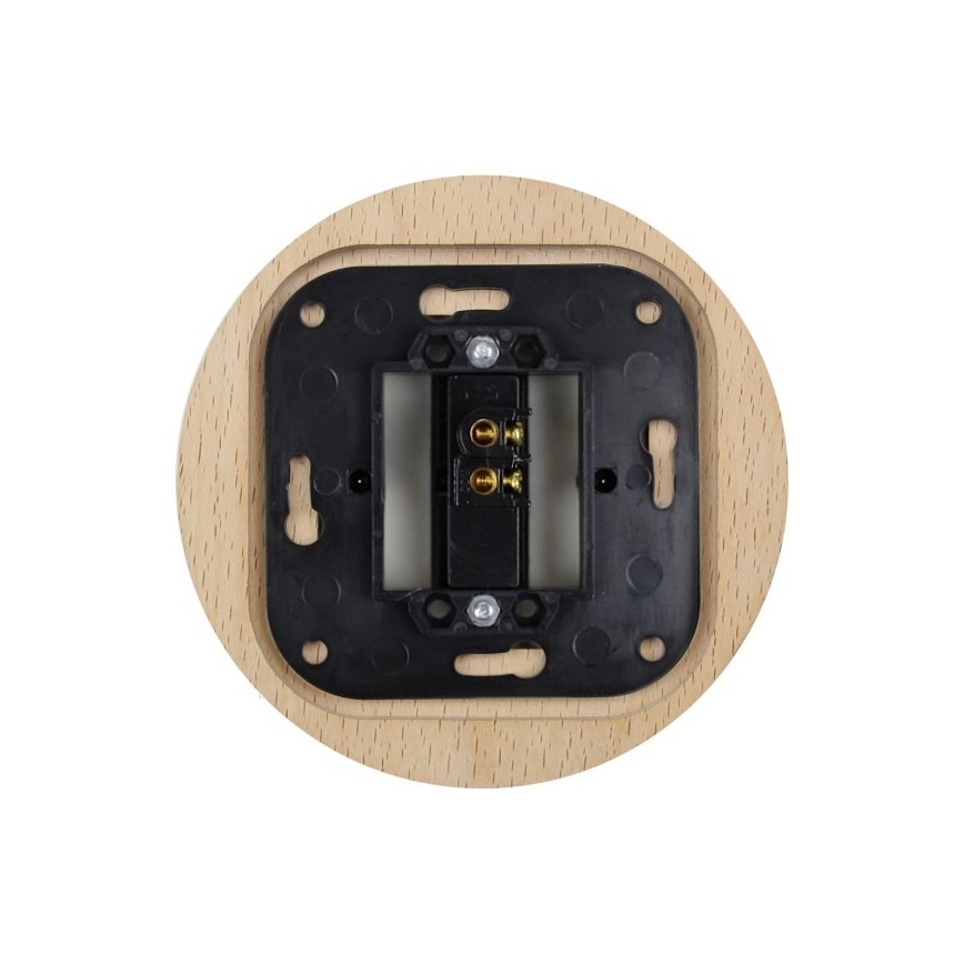 Elhard - Interruptor retro de cerámica sencillo con marco č. 1 blanco/madera clara