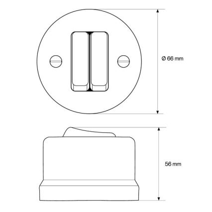 Elhard - Interruptor retro doble de cerámica para escalera, n.º 6+6, blanco