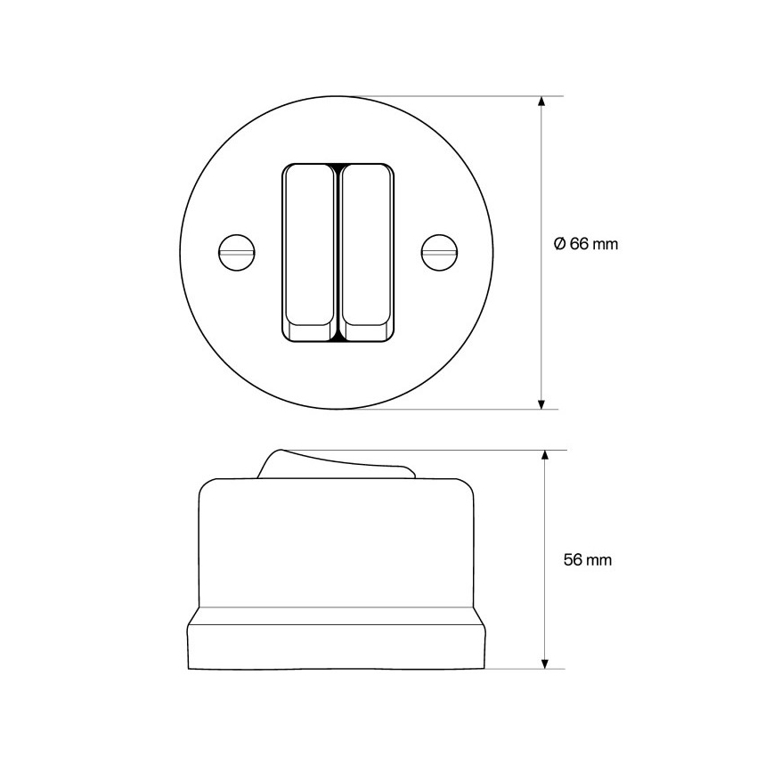 Elhard - Interruptor retro doble de cerámica para escalera, n.º 6+6, blanco