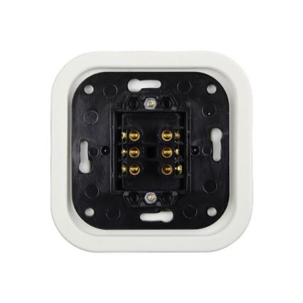 Elhard - Interruptor retro doble de cerámica para escalera sin marco n.º 6+6 blanco