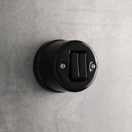 Elhard - Mando de pared retro de cerámica para persianas, negro