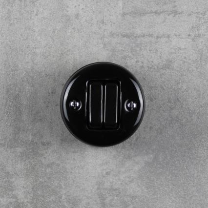 Elhard - Mando de pared retro de cerámica para persianas, negro
