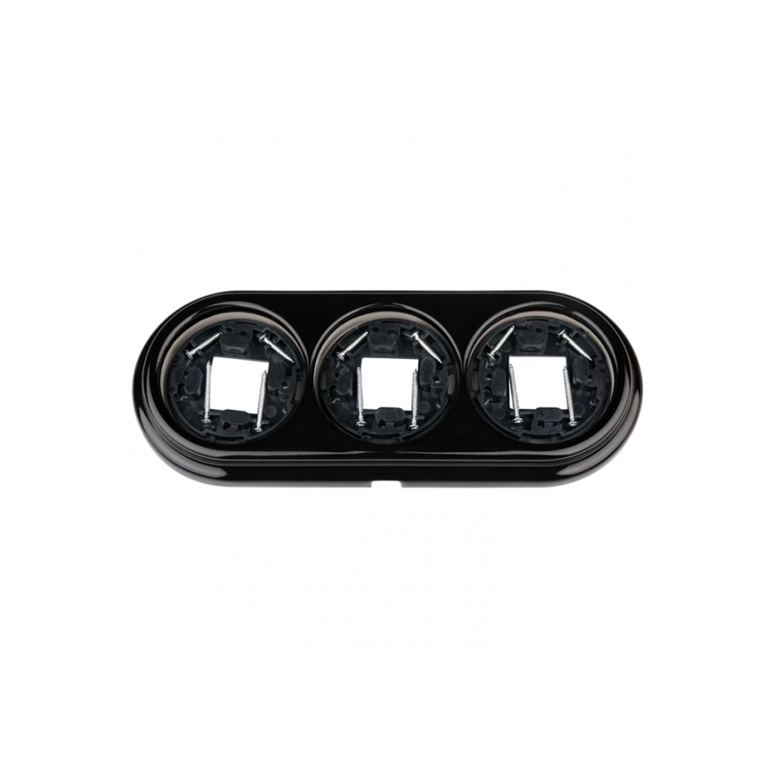 Elhard - Marco retro triple de cerámica para pared, negro
