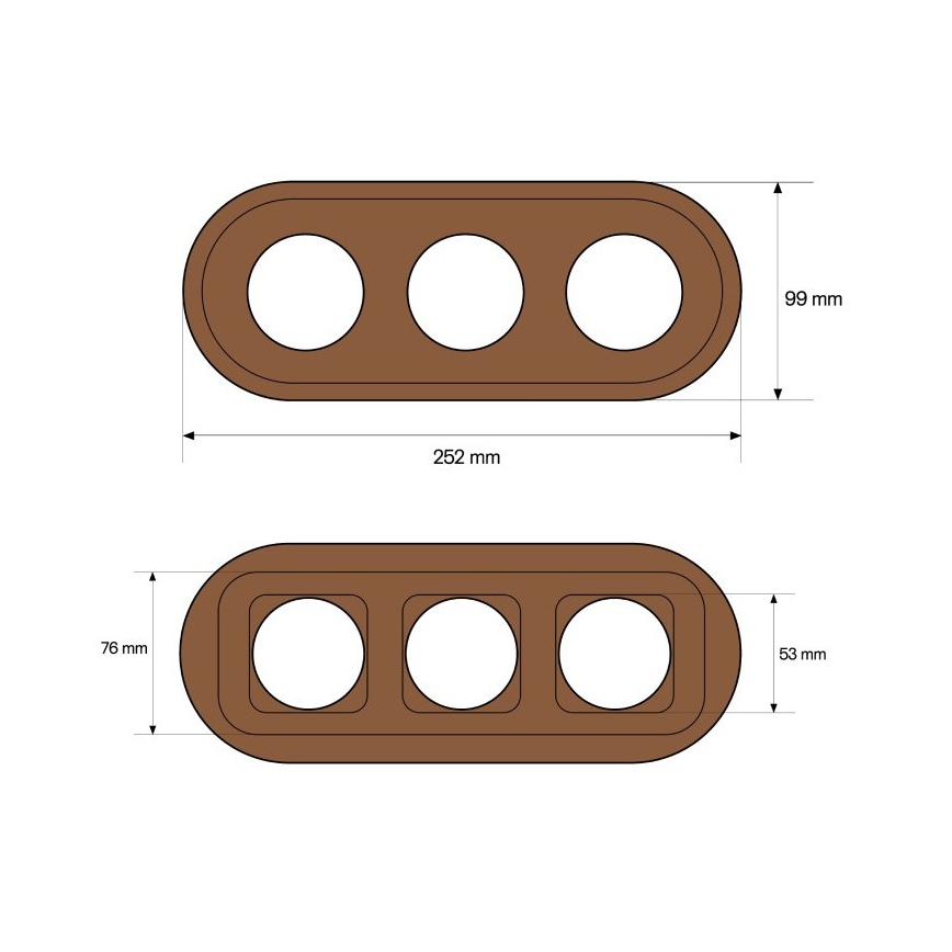 Elhard - Marco retro triple de madera, acabado en madera oscura