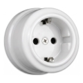 Elhard - Toma de corriente de pared cerámica de estilo retro para uso doméstico SCHUKO 230 V, blanca