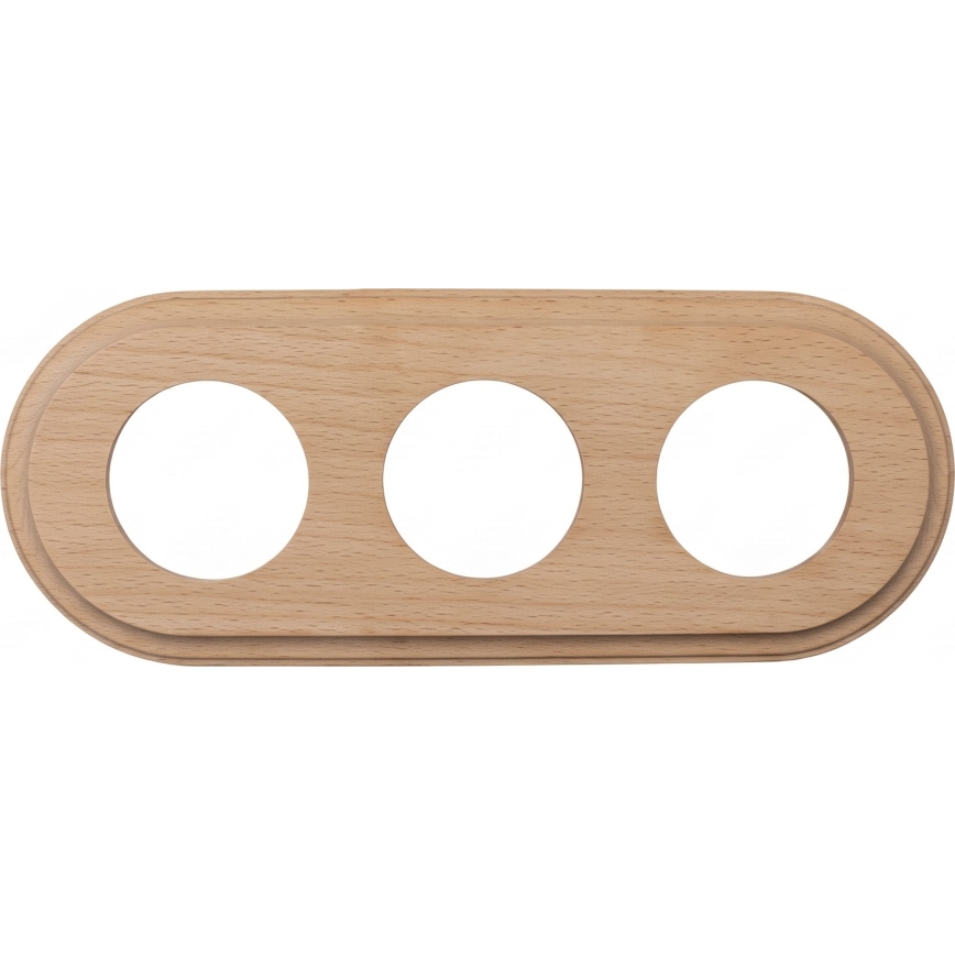 Elhard - Enchufe triple doméstico de cerámica estilo retro con marco 230V blanco/madera clara