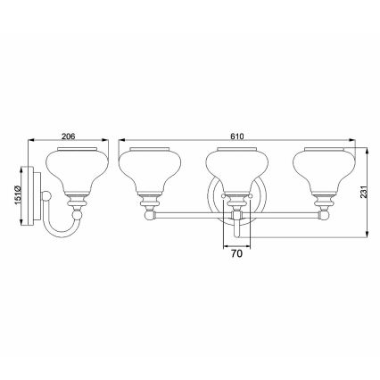 Elstead - Aplique LED de baño AINSLEY 3xG9/3W/230V IP44