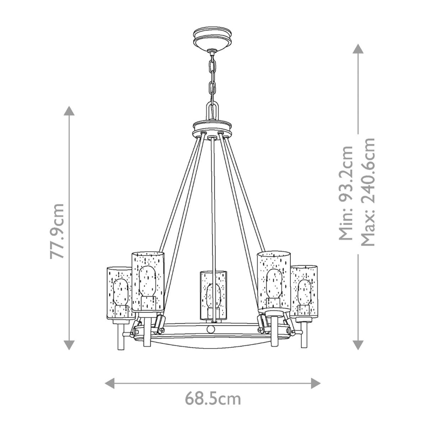 Elstead HK-COLLIER5 - Lámpara colgante con cadena COLLIER 5xE27/100W/230V