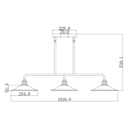 Elstead HK-RIGBY-ISLE-KZ - Lámpara colgante RIGBY 3xE27/60W/230V