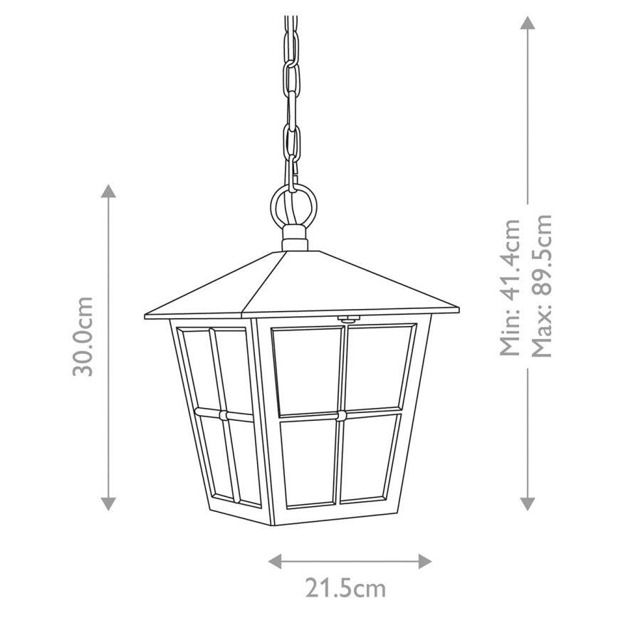 Elstead - Lámpara colgante para exterior CANTERBURY 1xE27/100W/230V IP43 negro