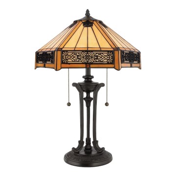 Elstead - Lámpara de mesa INDUS 2xE27/60W/230V cristal ámbar
