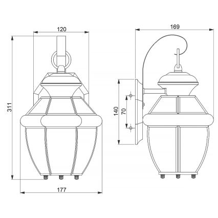 Elstead - Aplique de pared exterior NEWBURY 1xE27/60W/230V IP44