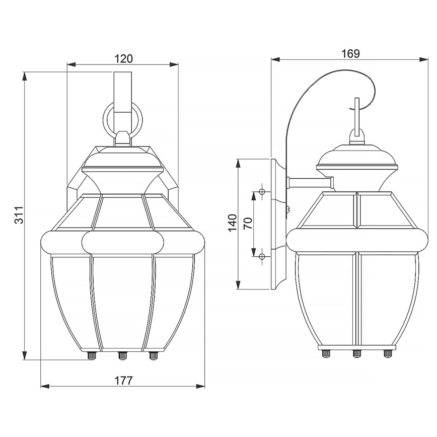 Elstead - Aplique de pared exterior NEWBURY 1xE27/60W/230V IP44