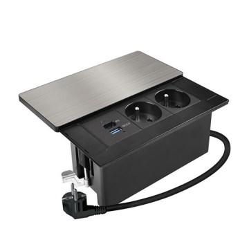 Enchufe empotrado 65W, 2 tomas + USB-A + USB-C