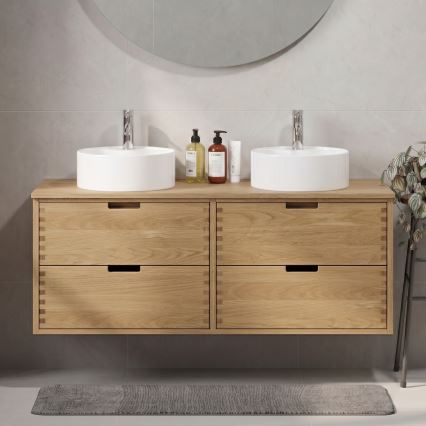 Encimera para lavabo FOREST 120 cm beige/roble
