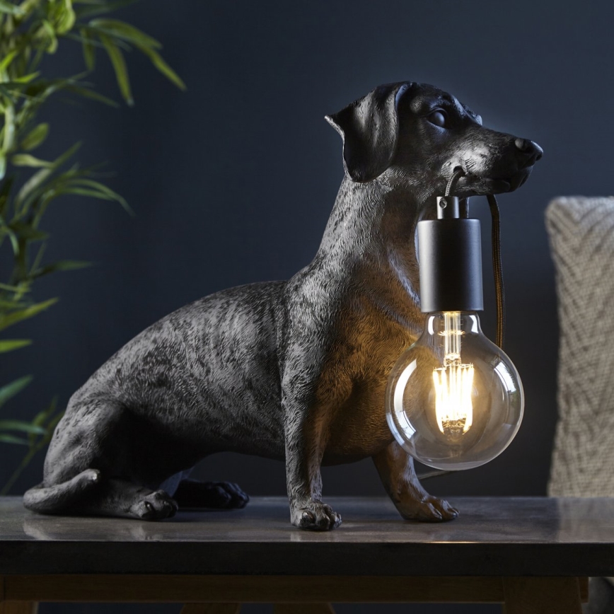 Endon 101188 - Lámpara de mesa DACHSHUND 1xE27/10W/230V negro