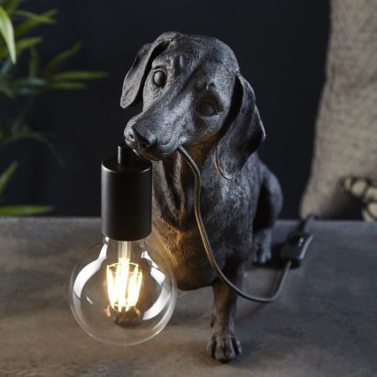Endon 101188 - Lámpara de mesa DACHSHUND 1xE27/10W/230V negro