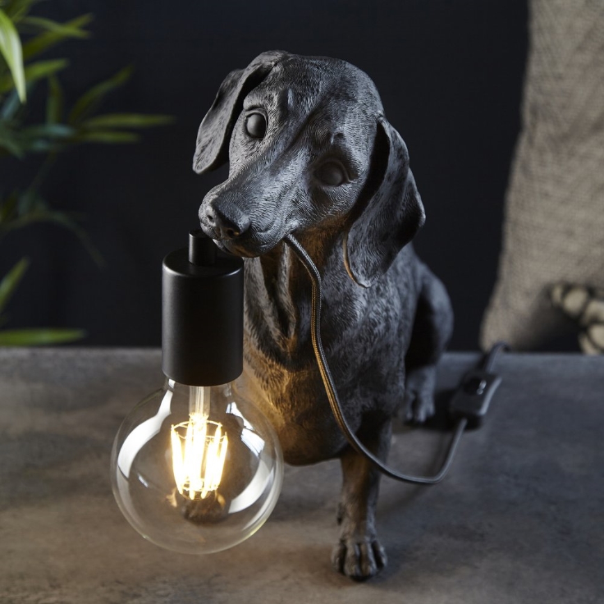 Endon 101188 - Lámpara de mesa DACHSHUND 1xE27/10W/230V negro