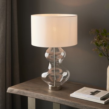 Endon 102676 - Lámpara de mesa regulable KELDA 1xE27/10W/230V blanco/cromo mate