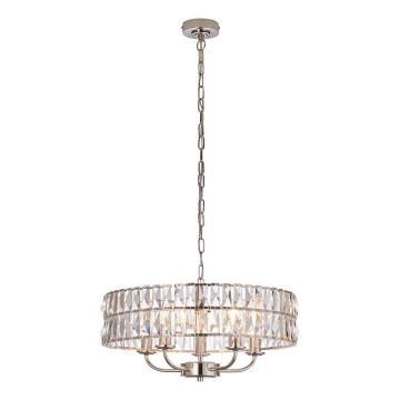 Endon 104467 - Lámpara colgante con cadena CLIFTON 5xE14/6W/230V cromo brillante/transparente diá. 50,5 cm