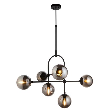 Endon 106661 - Lámpara colgante con varilla ONTARIO 6xE14/7W/230V negro/negro ahumado