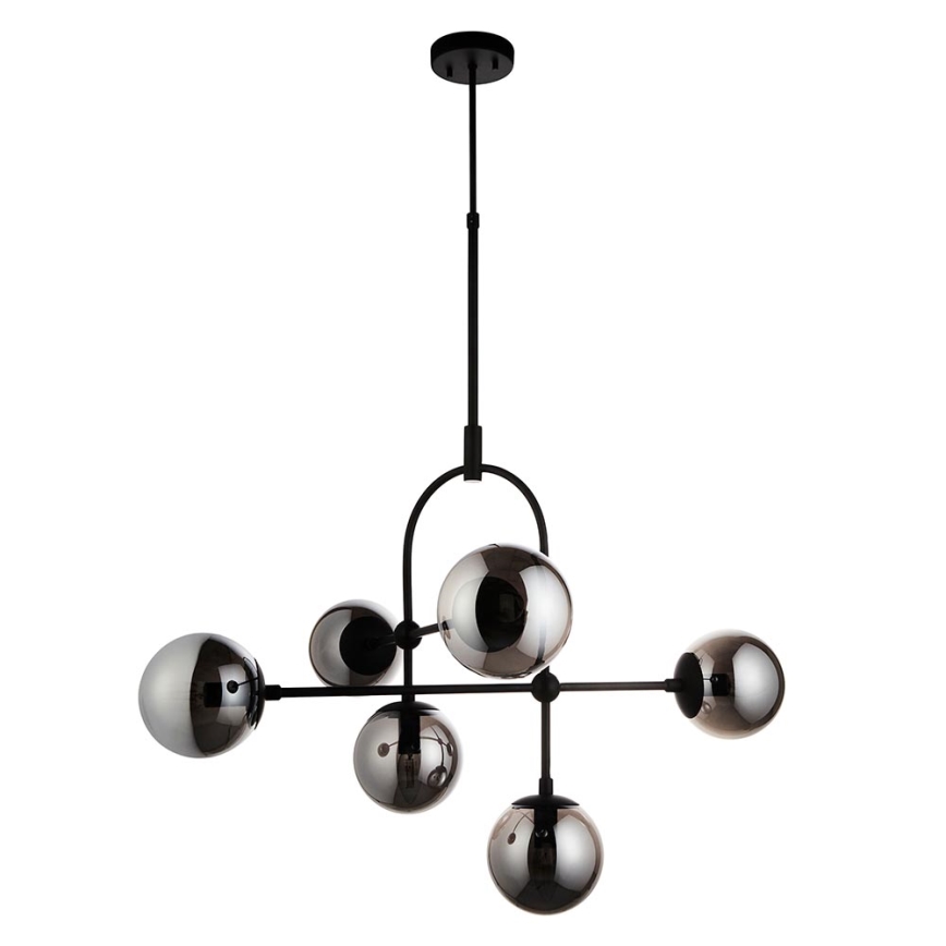 Endon 106661 - Lámpara colgante con varilla ONTARIO 6xE14/7W/230V negro/negro ahumado