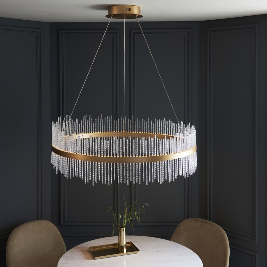 Endon 107672 - Lámpara colgante LED regulable con cable ADRIEL LED/83W/230V 3000K Ø 89 cm oro/transparente