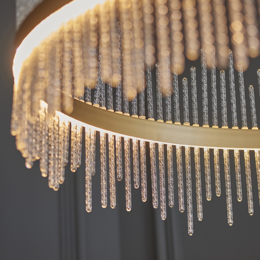 Endon 107672 - Lámpara colgante LED regulable con cable ADRIEL LED/83W/230V 3000K Ø 89 cm oro/transparente