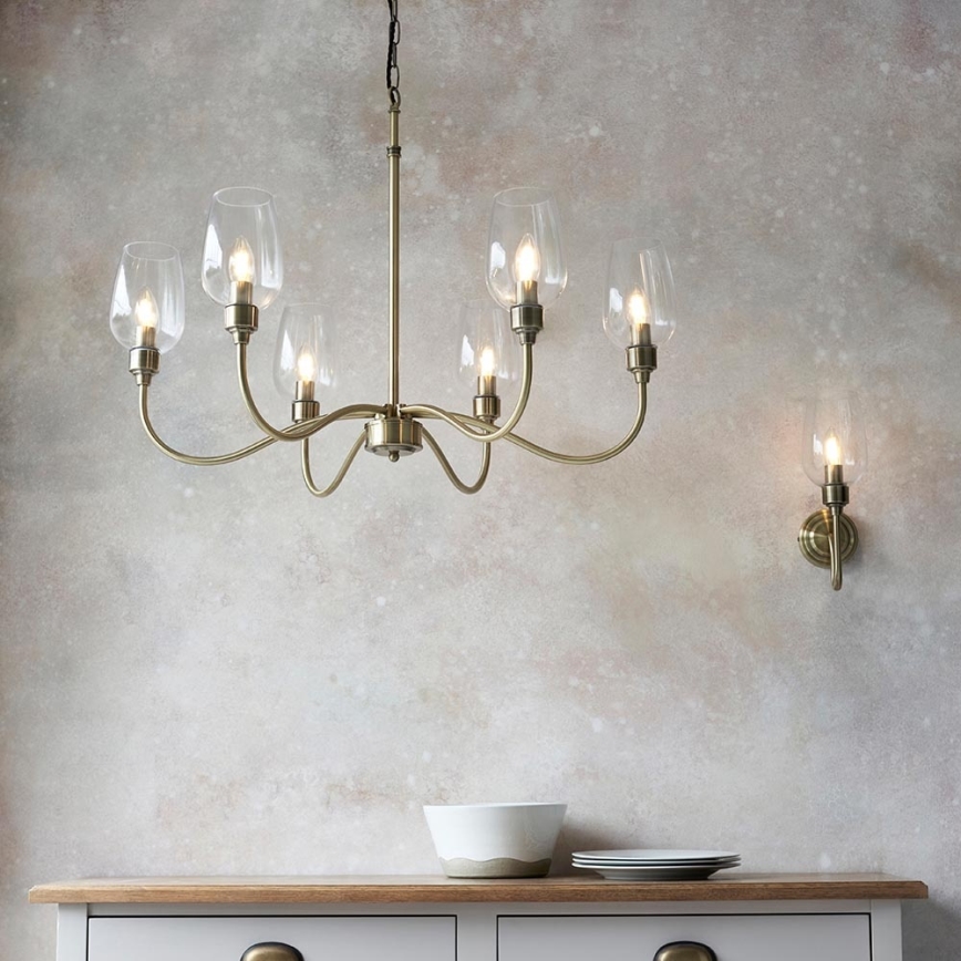 Endon 107791 - Candelabro colgante con cadena 6xE14/6W/230V latón