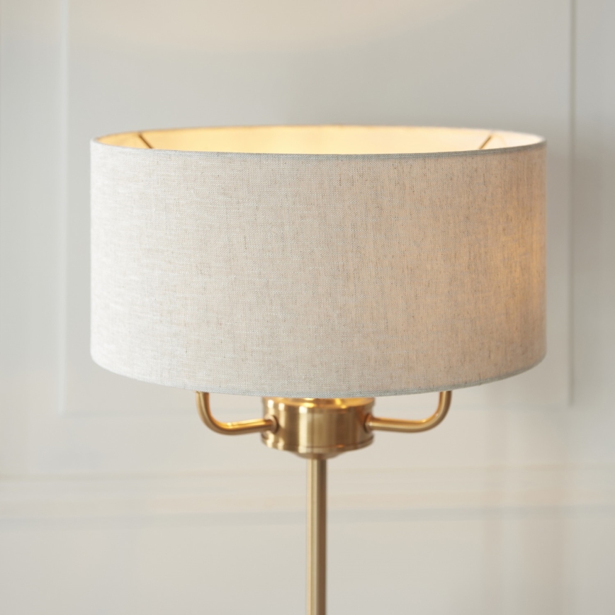Endon 110721 - Lámpara de mesa HIGHCLERE 3xE14/18W/230V beige/latón diá. 32 cm