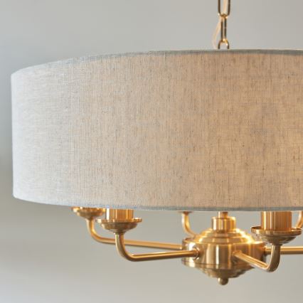 Endon 110722 - Lámpara de araña con cadena HIGHCLERE 6xE14/40W/230V beige/latón diámetro 55 cm