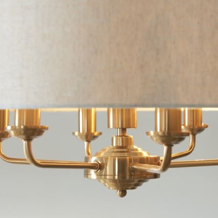 Endon 110722 - Lámpara de araña con cadena HIGHCLERE 6xE14/40W/230V beige/latón diámetro 55 cm