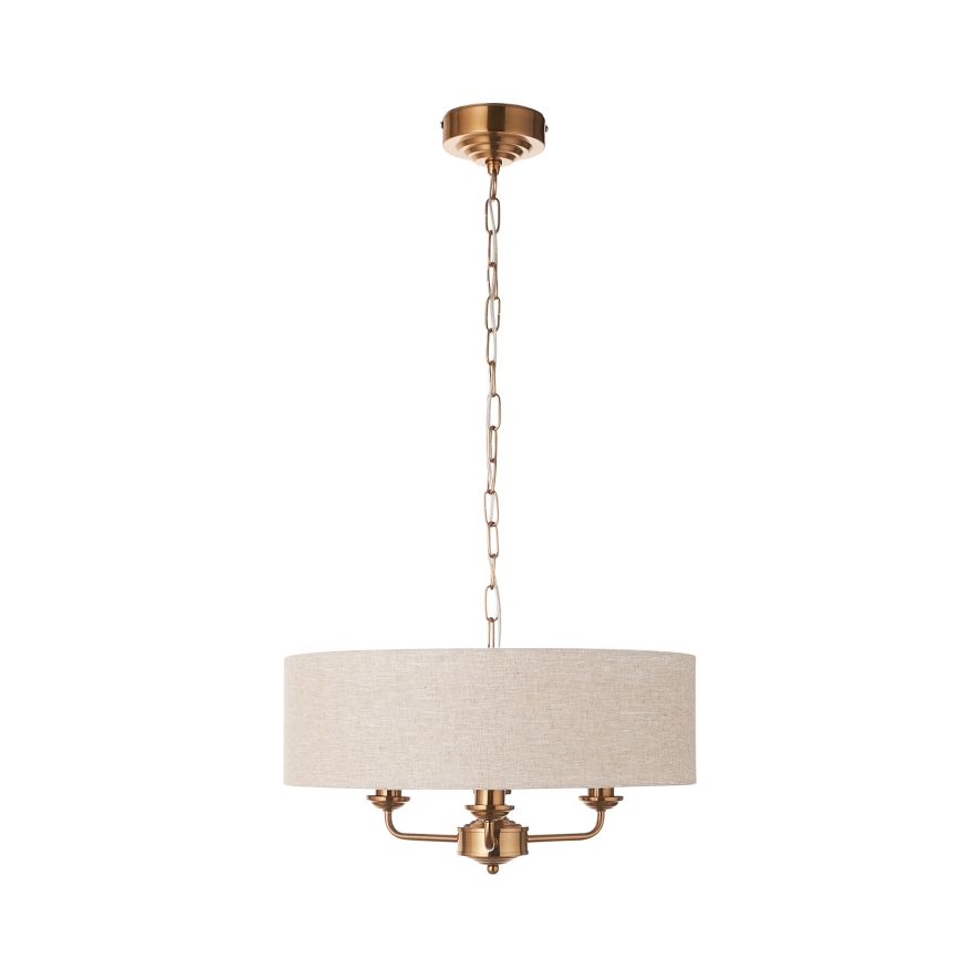 Endon 110723 - Lámpara colgante con cadena HIGHCLERE 3xE14/40W/230V beige/latón diá. 45 cm