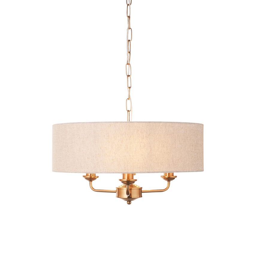 Endon 110723 - Lámpara colgante con cadena HIGHCLERE 3xE14/40W/230V beige/latón diá. 45 cm