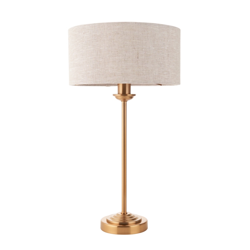 Endon 110728 - Lámpara de mesa HIGHCLERE 1xE14/7W/230V beige/latón, diámetro 25 cm