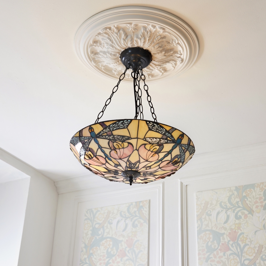 Endon 111869 - Lámpara colgante con cadena Tiffany ASHTON 3xE27/10W/230V, diámetro 45 cm
