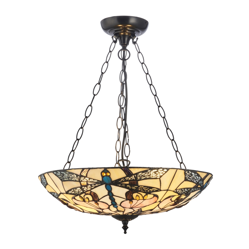 Endon 111869 - Lámpara colgante con cadena Tiffany ASHTON 3xE27/10W/230V, diámetro 45 cm