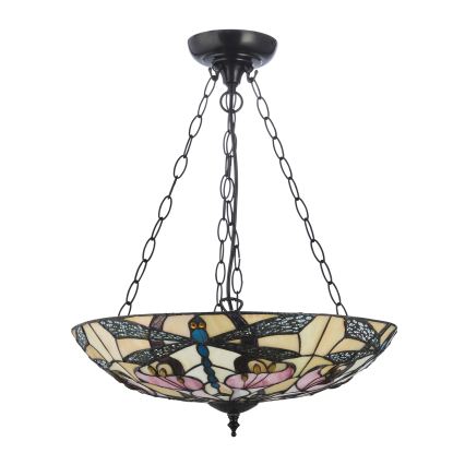 Endon 111869 - Lámpara colgante con cadena Tiffany ASHTON 3xE27/10W/230V, diámetro 45 cm