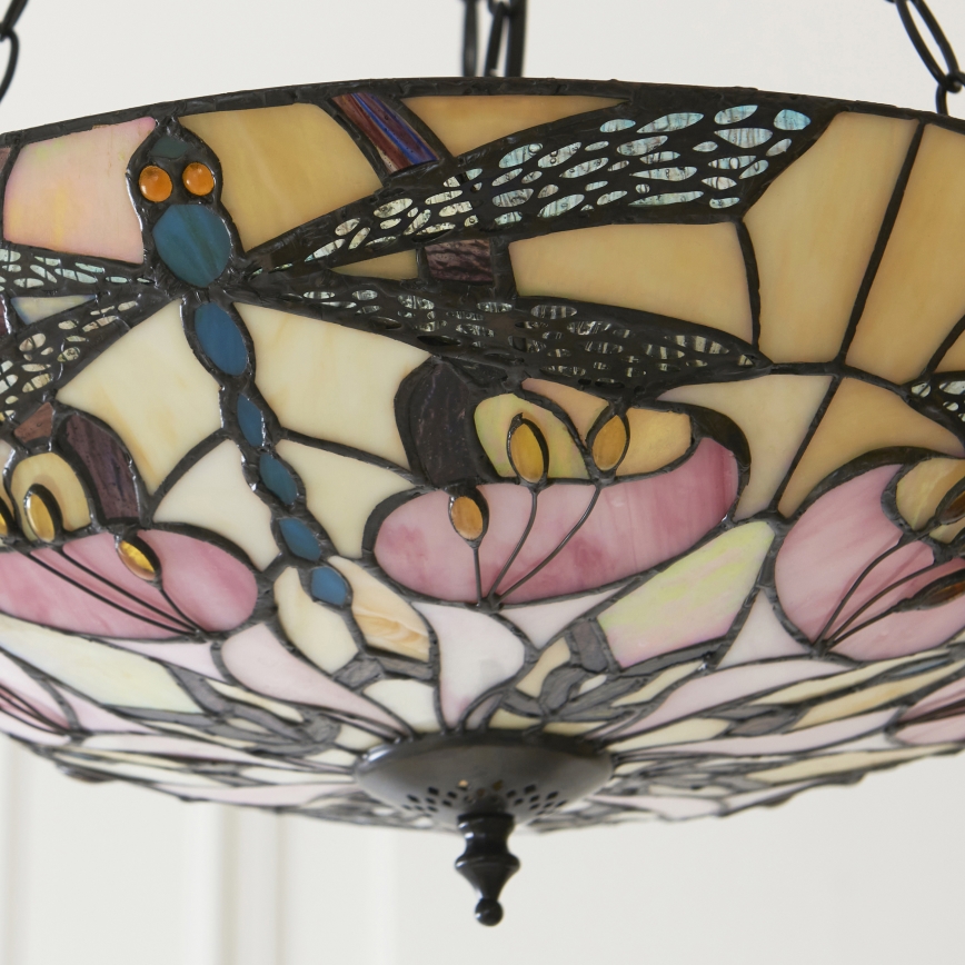 Endon 111869 - Lámpara colgante con cadena Tiffany ASHTON 3xE27/10W/230V, diámetro 45 cm