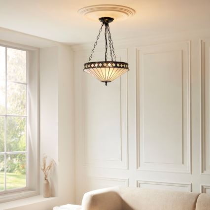 Endon 111870 - Lámpara colgante con cadena estilo Tiffany FARGO 3xE27/10W/230V Ø 41,5 cm