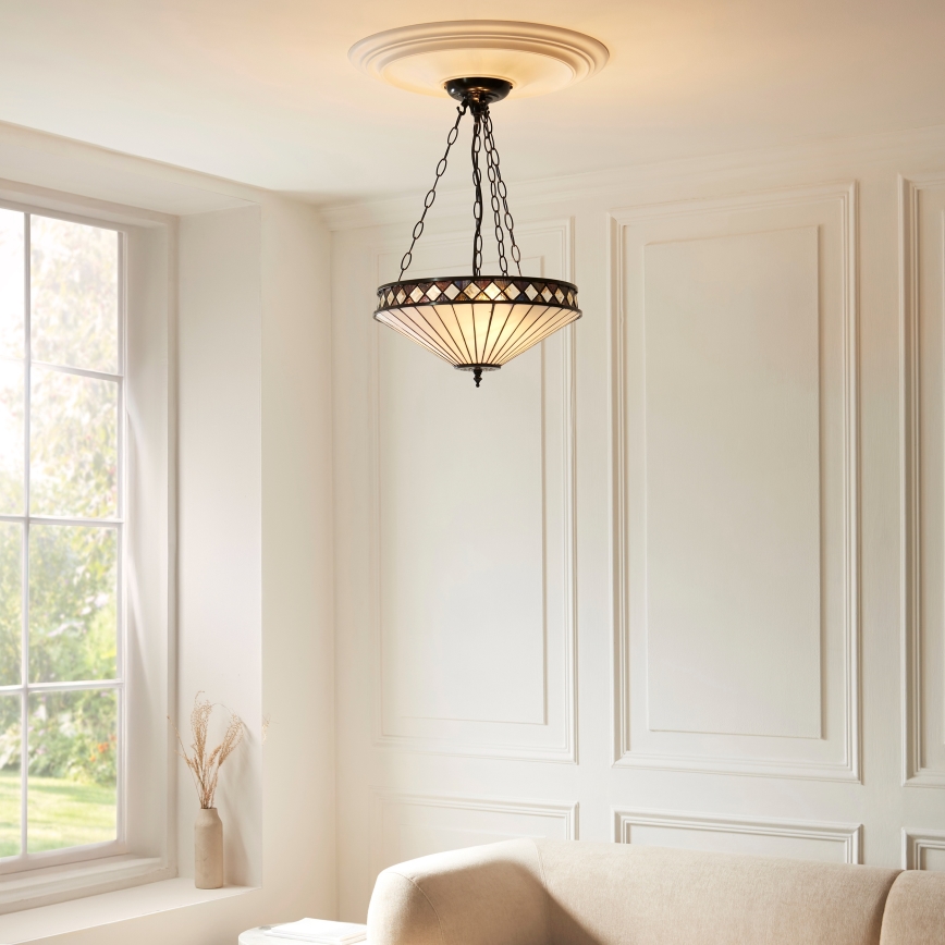 Endon 111870 - Lámpara colgante con cadena estilo Tiffany FARGO 3xE27/10W/230V Ø 41,5 cm