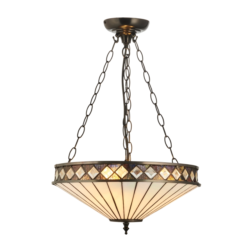 Endon 111870 - Lámpara colgante con cadena estilo Tiffany FARGO 3xE27/10W/230V Ø 41,5 cm
