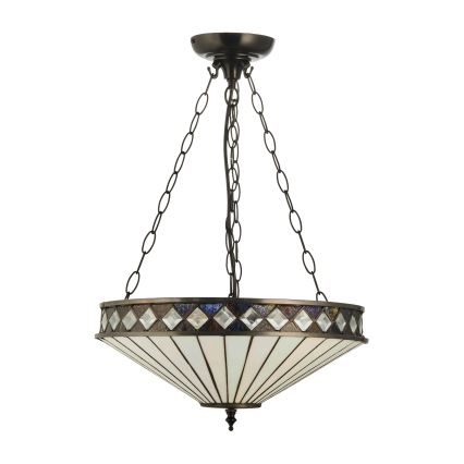 Endon 111870 - Lámpara colgante con cadena estilo Tiffany FARGO 3xE27/10W/230V Ø 41,5 cm