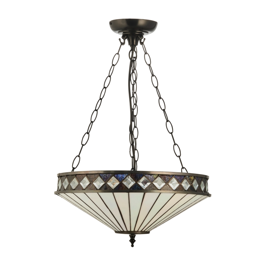 Endon 111870 - Lámpara colgante con cadena estilo Tiffany FARGO 3xE27/10W/230V Ø 41,5 cm