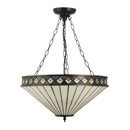 Endon 111871 - Lámpara colgante Tiffany FARGO con cadena 3xE27/10W/230V Ø 50 cm