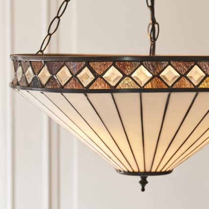 Endon 111871 - Lámpara colgante Tiffany FARGO con cadena 3xE27/10W/230V Ø 50 cm