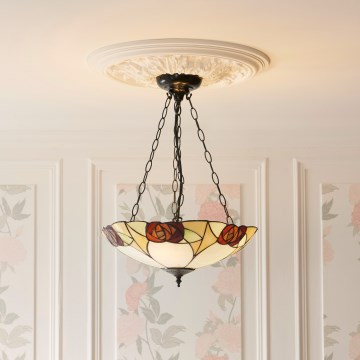 Endon 111879 - Lámpara colgante con cadena Tiffany INGRAM, 3x E27/10W/230V, diámetro 45 cm