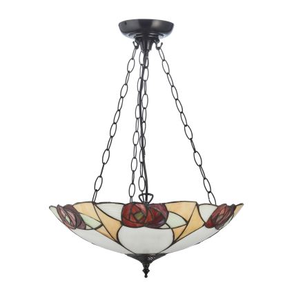 Endon 111879 - Lámpara colgante con cadena Tiffany INGRAM, 3x E27/10W/230V, diámetro 45 cm