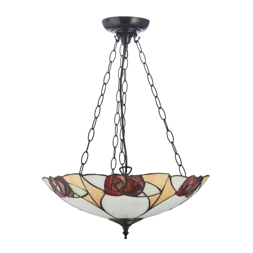 Endon 111879 - Lámpara colgante con cadena Tiffany INGRAM, 3x E27/10W/230V, diámetro 45 cm