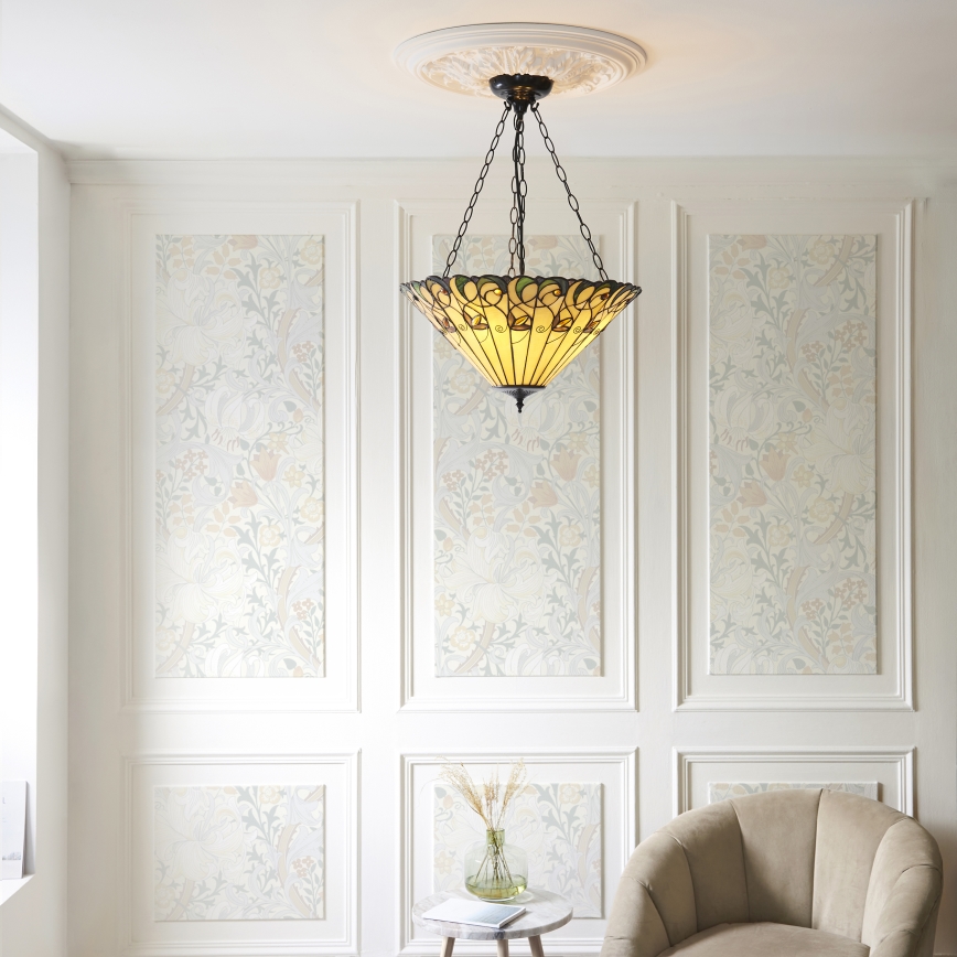 Endon 111881 - Lámpara colgante con cadena estilo Tiffany JAMELIA 3xE27/10W/230V Ø 50 cm